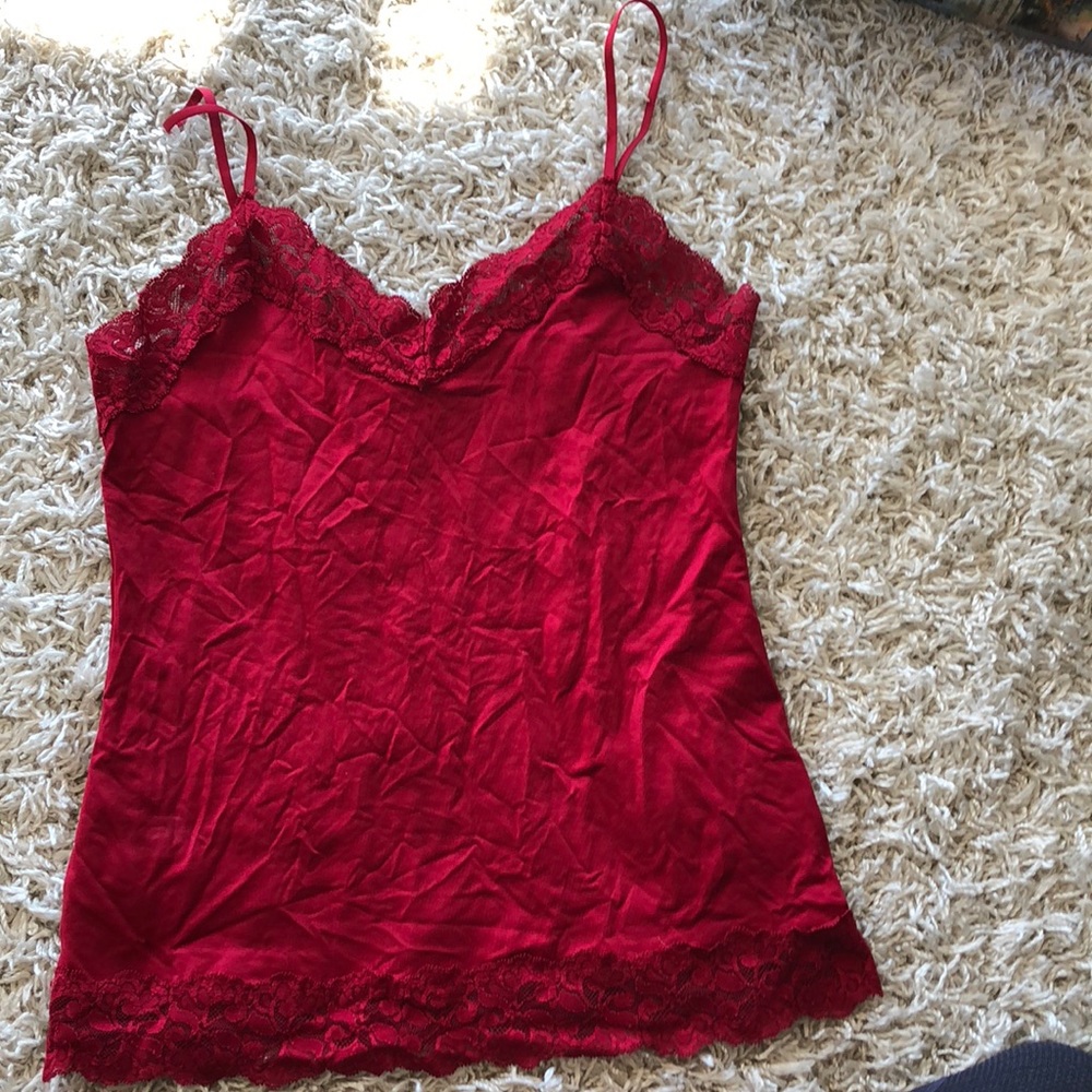 Red lace camisole tank
